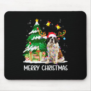 Saint Bernard Christmas Lights Tree Santa Xmas Paj Mouse Mat