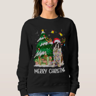 Saint Bernard Christmas Lights Tree Santa Xmas Paj Sweatshirt
