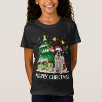 Saint Bernard Christmas Lights Tree Santa Xmas Paj