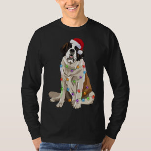 Saint Bernard Christmas Lights Xmas Dog Lover Sant T-Shirt