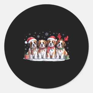 Saint Bernard Christmas Pupes Dog Lovers Funny Hol Classic Round Sticker