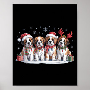 Saint Bernard Christmas Puppies Dog Lovers Funny H Poster