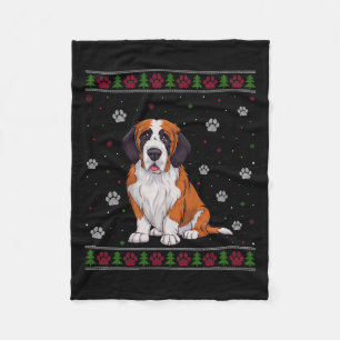 Saint Bernard Christmas Sweater Xmas Pet Animal Do Fleece Blanket