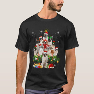 Saint Bernard Christmas Tree Lights Funny Dog Xmas T-Shirt
