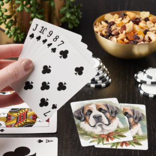 Saint Bernard Christmas Wreath Festive Pup Playing Cards