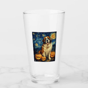 Saint Bernard Cute Dog Halloween Jack O Lantern Pu Glass