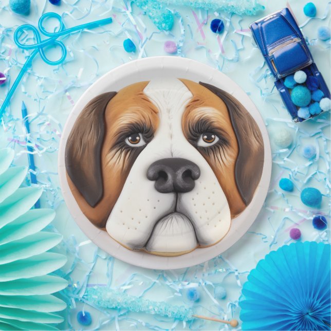 Saint Bernard Dog 3D Inspired Paper Plate (Party)
