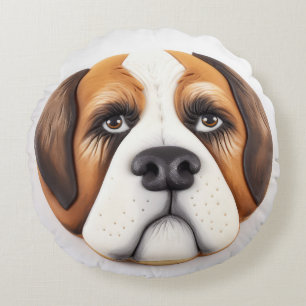Saint Bernard Dog 3D Inspired Round Cushion