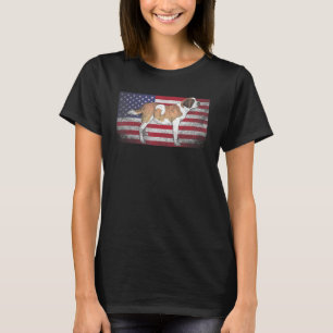 Saint Bernard Dog 4th of July American Flag Americ T-Shirt