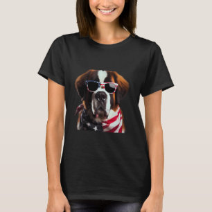 Saint Bernard Dog 4th Of July American Incependenc T-Shirt