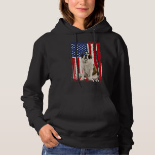 Saint Bernard Dog American Flag Patriotic 4th Of Hoodie