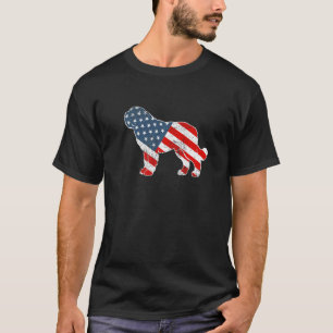 Saint Bernard Dog American Flag Patriotic Pet  4th T-Shirt