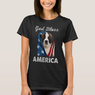 Saint Bernard Dog American USA Flag 4th of July Do T-Shirt