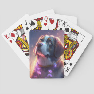 Saint Bernard Dog Animal Portrait Painting Pet Art Playing Cards