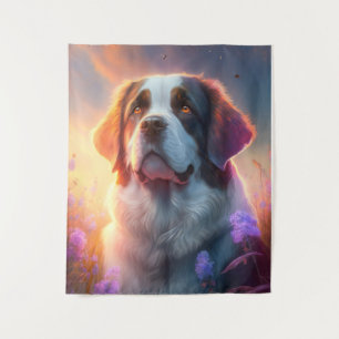 Saint Bernard Dog Animal Portrait Painting Pet Art Tapestry