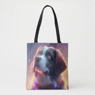 Saint Bernard Dog Animal Portrait Painting Pet Art Tote Bag