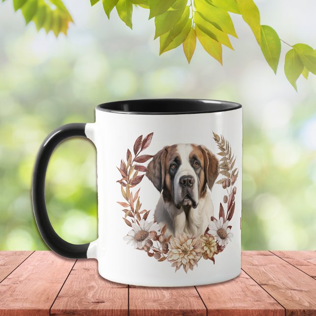 Saint Bernard Dog Autumn Wreath Mug (Creator Uploaded)