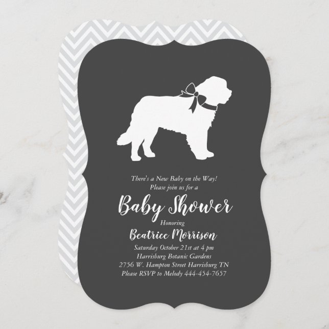 Saint Bernard Dog Baby Shower Gender Neutral Invitation (Front/Back)