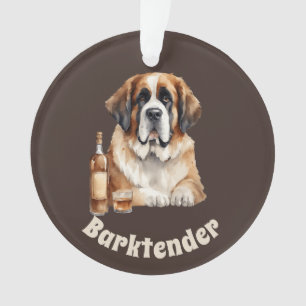 Saint Bernard Dog Barktender Extraordinair Ornament