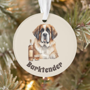 Saint Bernard Dog Barktender Extraordinair Ornament