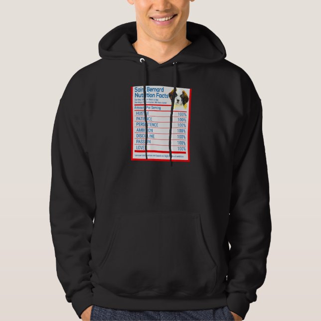 Saint Bernard Dog Breed Owner Funny Nutrition Fact Hoodie (Front)