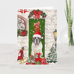 Saint Bernard Dog Christmas  Card