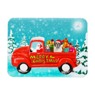 Saint Bernard Dog Christmas Delivery Truck Magnet