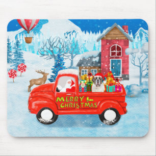 Saint Bernard Dog Christmas Delivery Truck Snow Mouse Mat