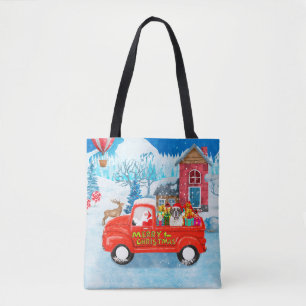 Saint Bernard Dog Christmas Delivery Truck Snow Tote Bag