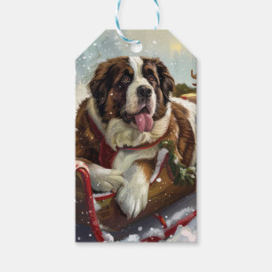 Saint Bernard Dog Christmas Festive  Gift Tags