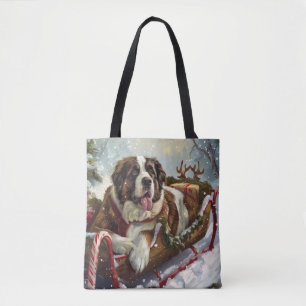 Saint Bernard Dog Christmas Festive  Tote Bag