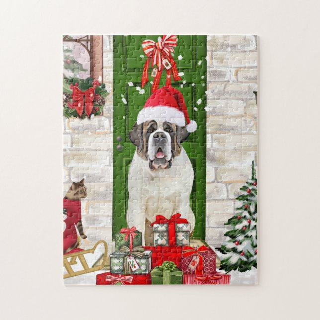 Saint Bernard Dog Christmas  Jigsaw Puzzle (Vertical)