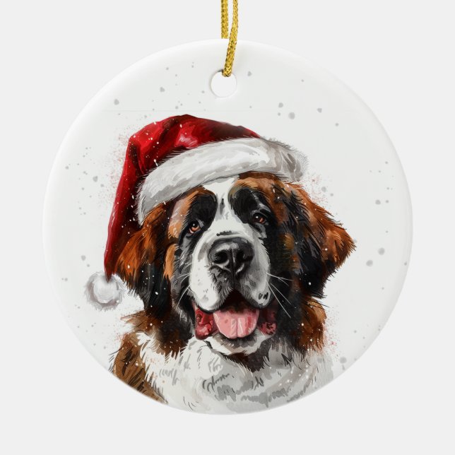 Saint Bernard Dog Christmas Personalized Ceramic Tree Decoration (Front)