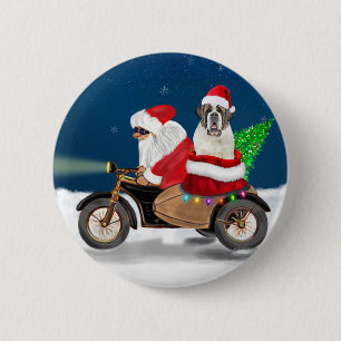 Saint Bernard Dog Christmas Santa Claus  6 Cm Round Badge