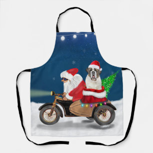 Saint Bernard Dog Christmas Santa Claus  Apron