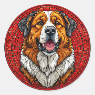 Saint Bernard dog Classic Round Sticker