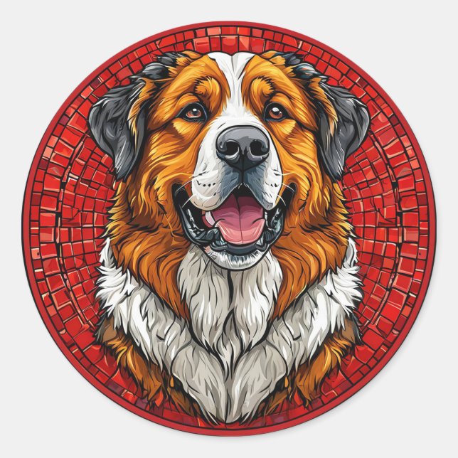 Saint Bernard dog Classic Round Sticker (Front)