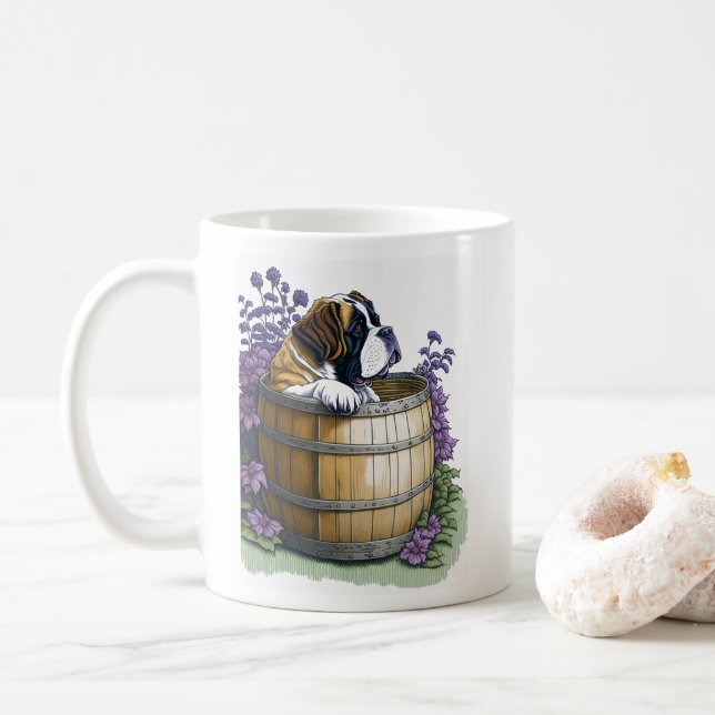 Saint Bernard Dog Coffee Mug (With Donut)