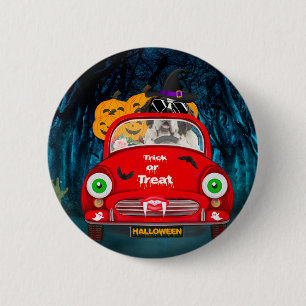 Saint Bernard Dog Driving Car Scary Halloween 6 Cm Round Badge