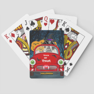 Saint Bernard Dog Driving Car Scary Halloween Playing Cards