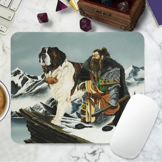 Saint Bernard Dog Dwarf Fantasy Mouse Mat (Creator Uploaded)