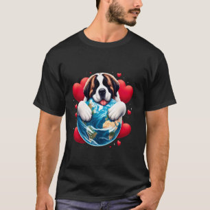 Saint Bernard Dog Earth Day Hug Love Owner Hugging T-Shirt