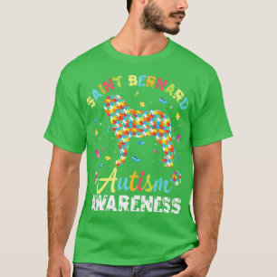 Saint Bernard Dog For Autism Awareness Month Day M T-Shirt