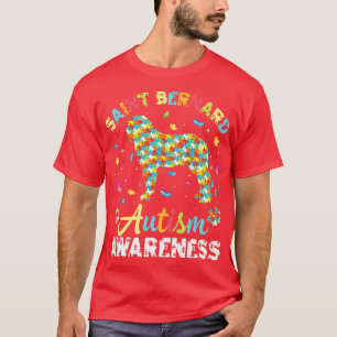 Saint Bernard Dog For Autism Awareness Month Day M T-Shirt