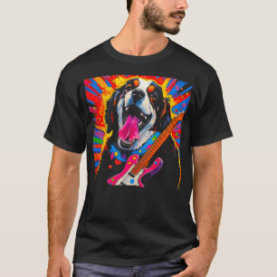 Saint Bernard Dog Guitar T-Shirt