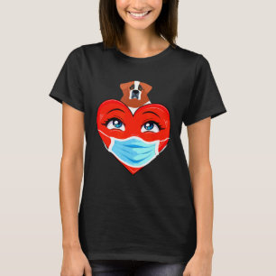 Saint Bernard Dog Heart In Mask Valentines Day Wom T-Shirt