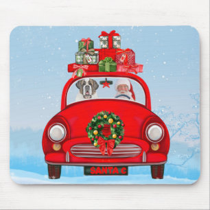 Saint Bernard Dog In Car With Santa Claus  Mouse Mat