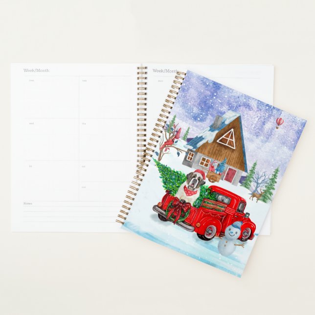 Saint Bernard Dog In Christmas Delivery Truck Snow Planner (Display)
