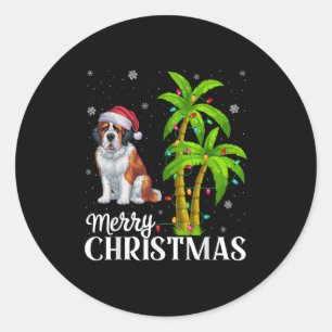 Saint Bernard Dog Lovers Men Women Xmas Tree Light Classic Round Sticker