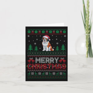 Saint Bernard Dog Lovers Santa Hat Christmas Tree Card